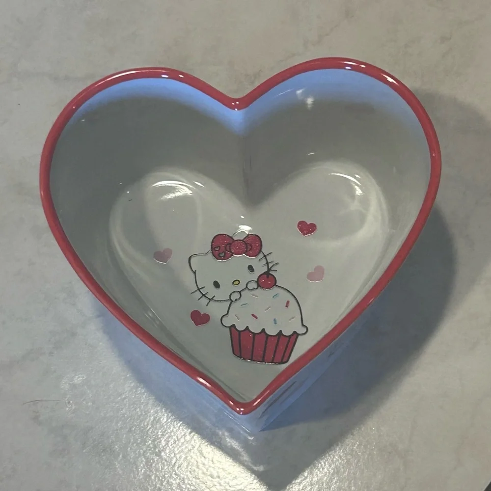 HELLO KITTY Ceramic Heart Baking Dish & Ceramic Heart Ramekin Set Made By Sanrio